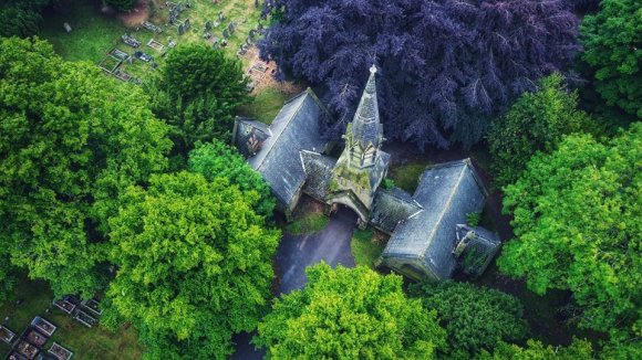 Arial photo of the Chapel of Ease