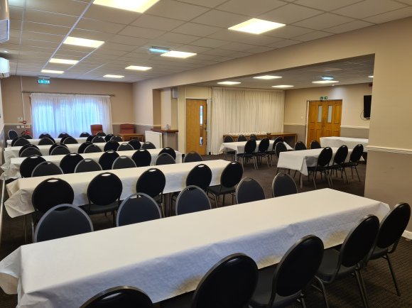 Picture of the Bluebell Suite in Eckington Civic Centre set up for a wake.