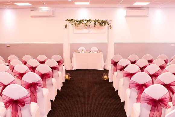 Bluebell suite prepared for a wedding ceremony.