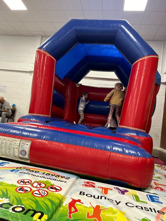 Bouncy castle can fit into the main hall.