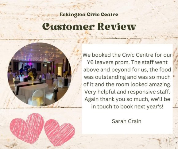 Testimonial from our customers at Eckington Civic Centre.